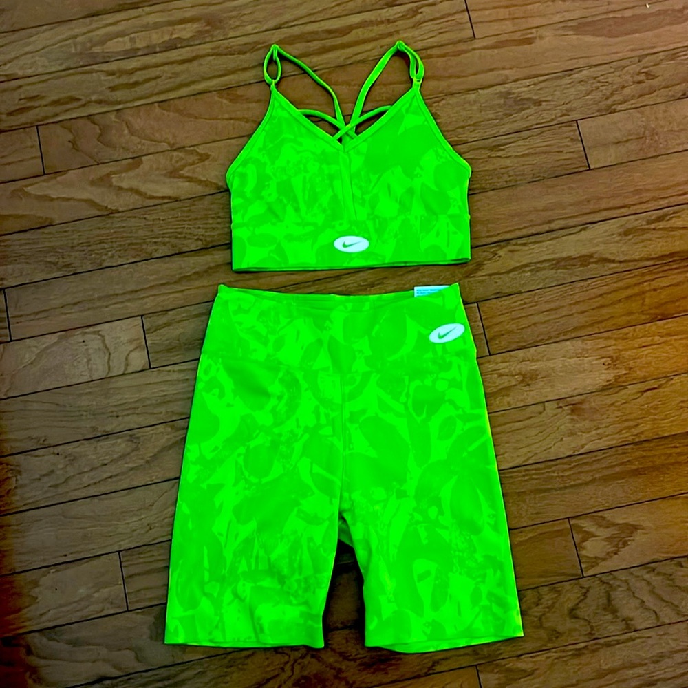 Nike Neon Green Bike Shorts Set